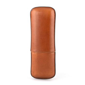 2er Robusto Zigarrenetui mit Gravur, MARTIN WESS, Leder, Havanna