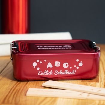 lunchbox metall mit gravur rot Schulkind