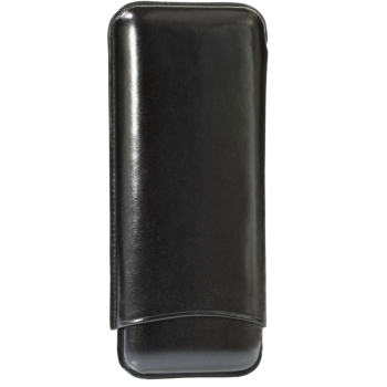 3er Corona Zigarrenetui mit Gravur MARIN WESS 593 Cutter Black, Leder
