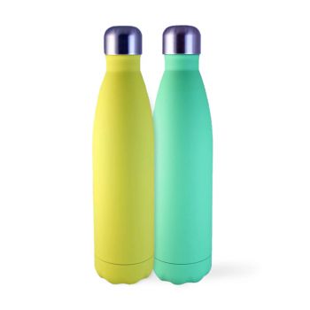 Isolierte Trinkflasche in hellen Farben, 0,5 L mit Gravur