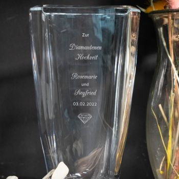 Vase personalisieren gravur Diamantenhochzeit