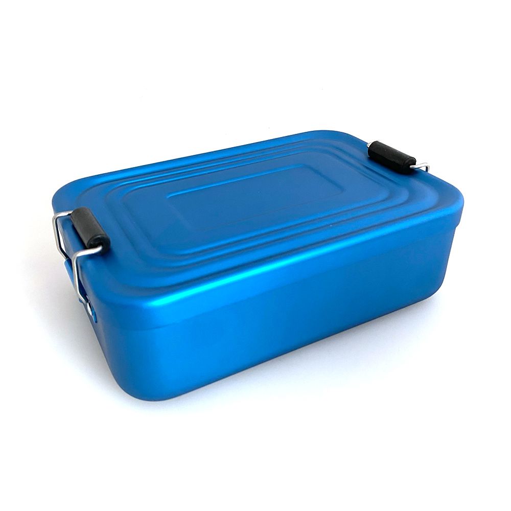 Blaue Brotdose mit individueller Gravur